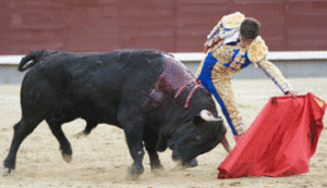 Pinar, con el toro sexto. (Foto: Javier Arroyo)
