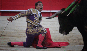 Rafaelillo, desplantándose ante el miura. (Foto: Berho)
