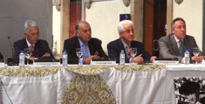 Paco Camino, Carlos Zúñiga, El Viti y Federico Arnás, durante la presentación de los carteles. (Foto: J. Prieto)