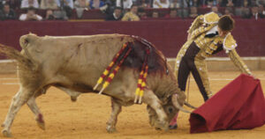 El Juli, al natural con el jabonero que hizo quinto. (Foto: Javier Arroyo)