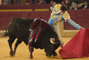 Serranito, con el sobrero de Los Bayones que hizo sexto. (Foto: Javier Arroyo)