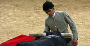 El azteca tentando en la ganadería de Conde de la Maza