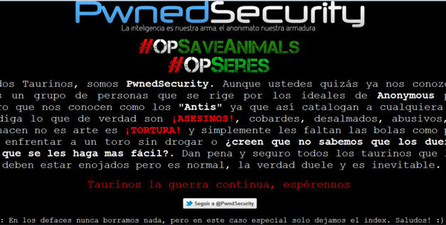 La web de Castella, atacada por antitaurinos