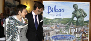 Padilla, con la artista Sara Odriozola, autora del cartel anunciador