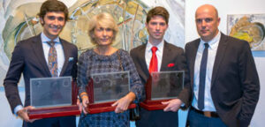 Pérez Mota, Isabel Lipperheide (representante de la ganadería de Dolores Aguirre), Ángel Jiménez y David Arrula (presidente del Club Taurino Tafallés).