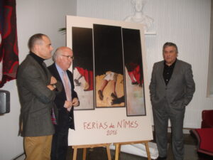 De izquierda a derecha, Frederic Pastor, Daniel Jean Valade y el alcalde Jean-Paul Fournier.