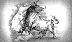 Boceto de la escultura en homenaje al toro de lidia.