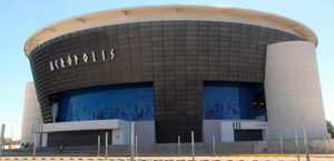 Aspecto exterior de la nueva plaza de toros Acrópolis de Puebla (México).