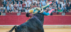 Instante del percance sufrido por Cayetano este miércoles en Zaragoza