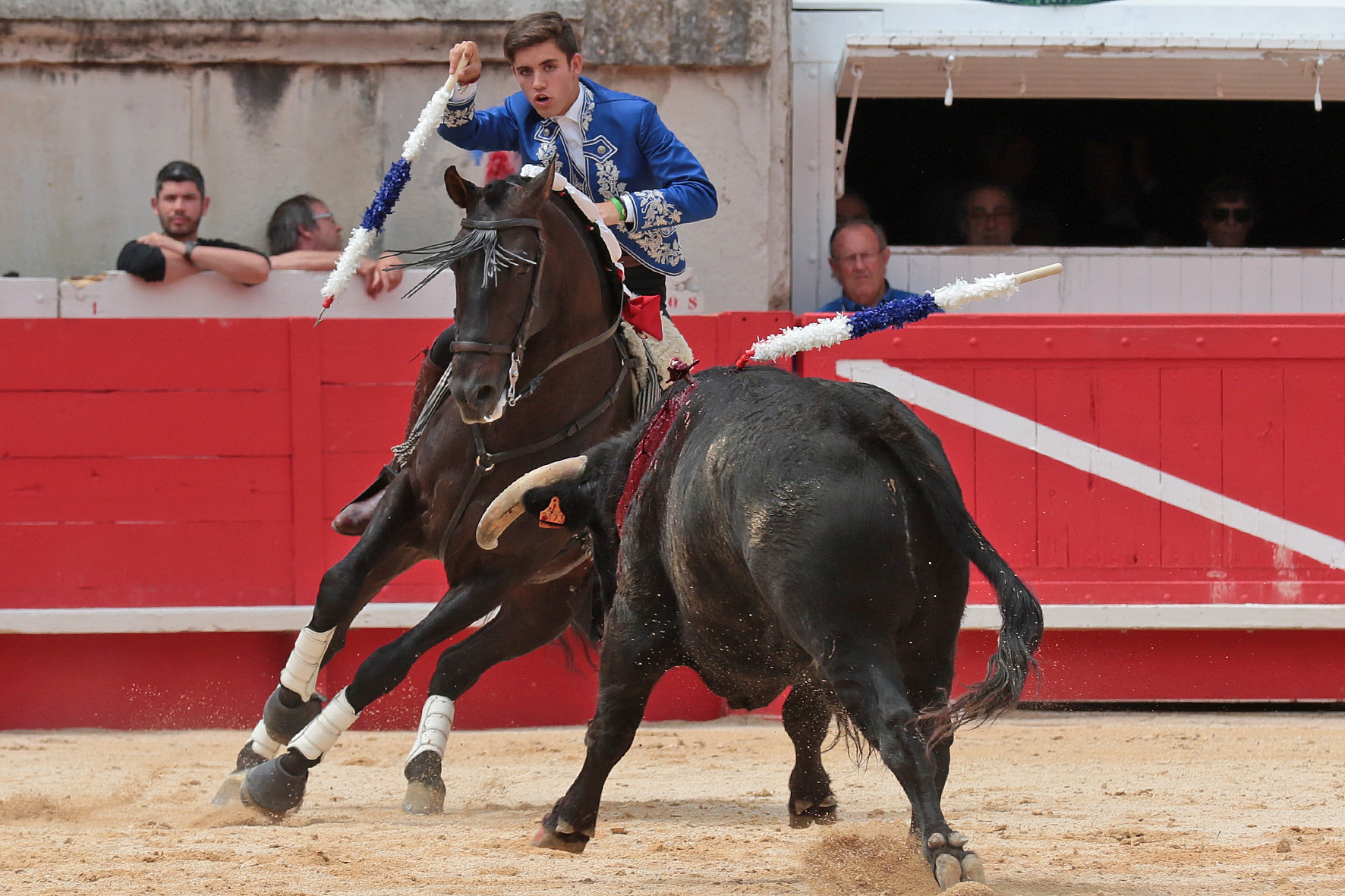 Nimes (Francia), lunes 21 de mayo de 2018. Festejo de rejones matinal