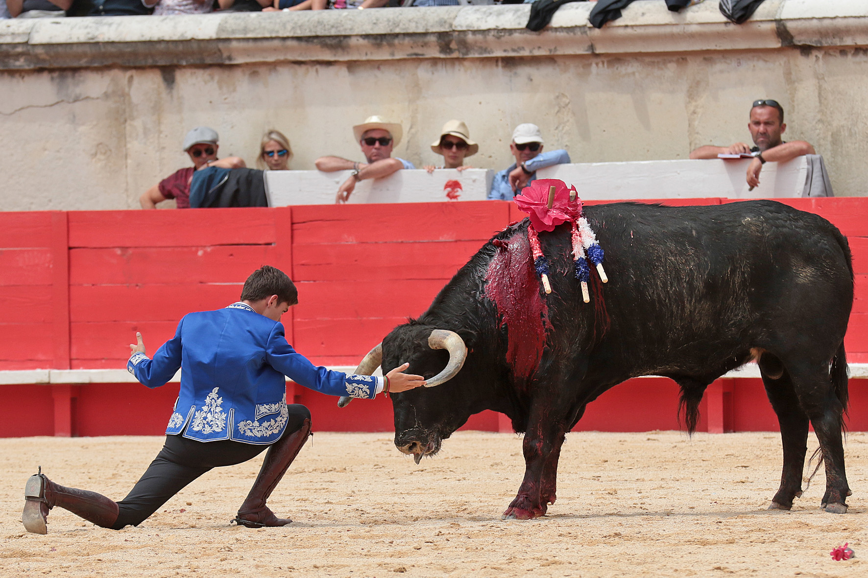 Nimes (Francia), lunes 21 de mayo de 2018. Festejo de rejones matinal