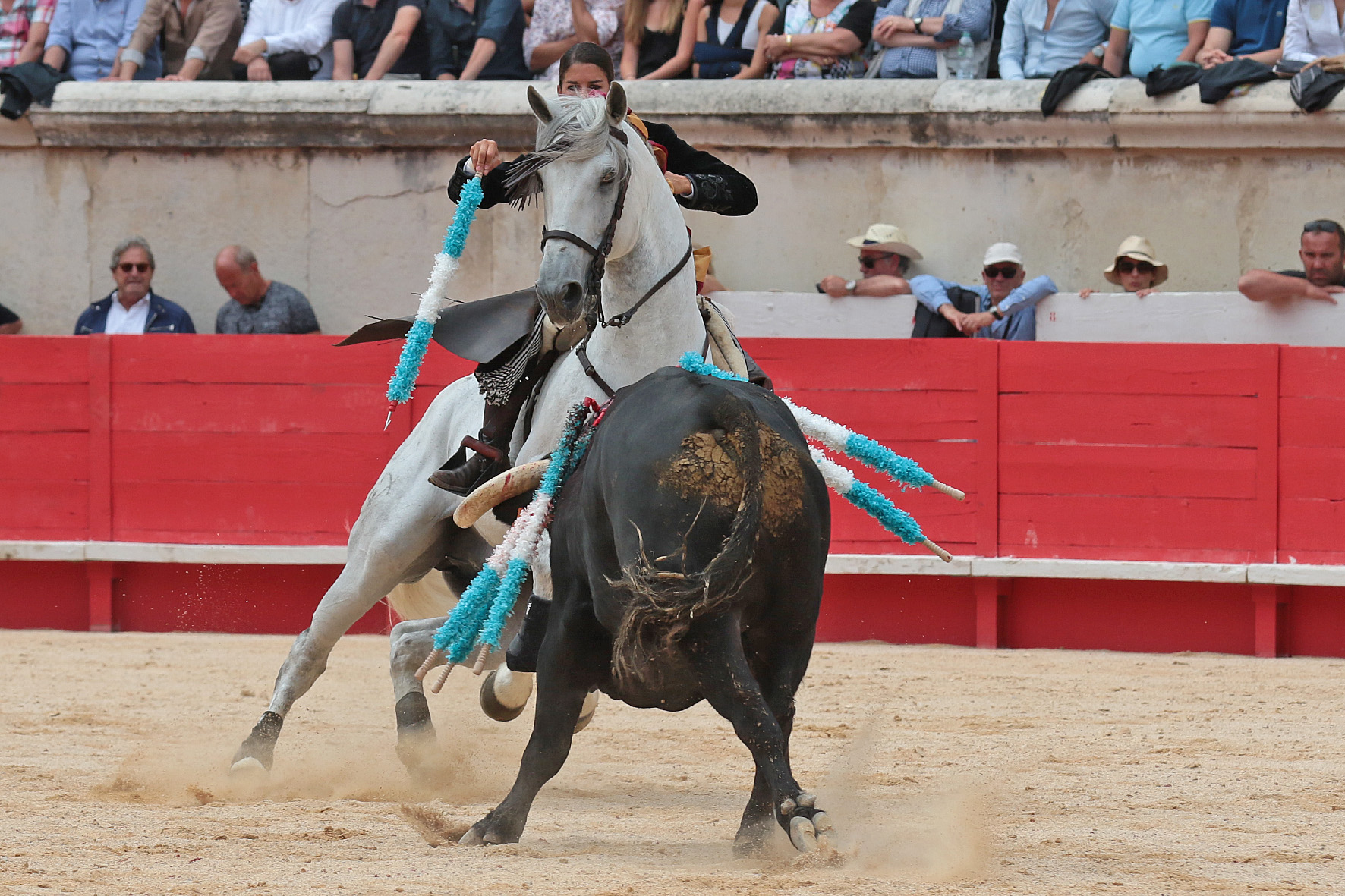 Nimes (Francia), lunes 21 de mayo de 2018. Festejo de rejones matinal