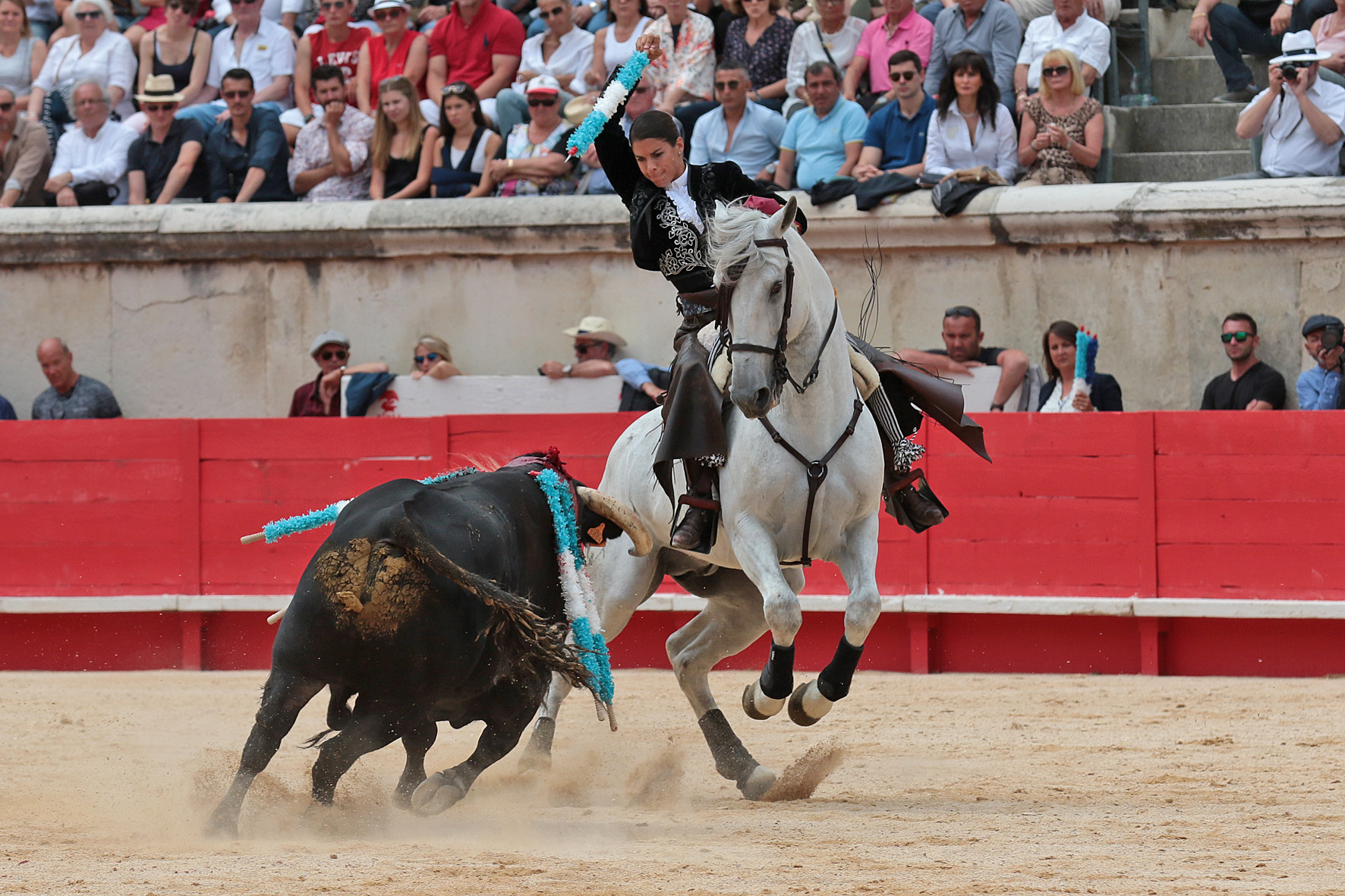 Nimes (Francia), lunes 21 de mayo de 2018. Festejo de rejones matinal