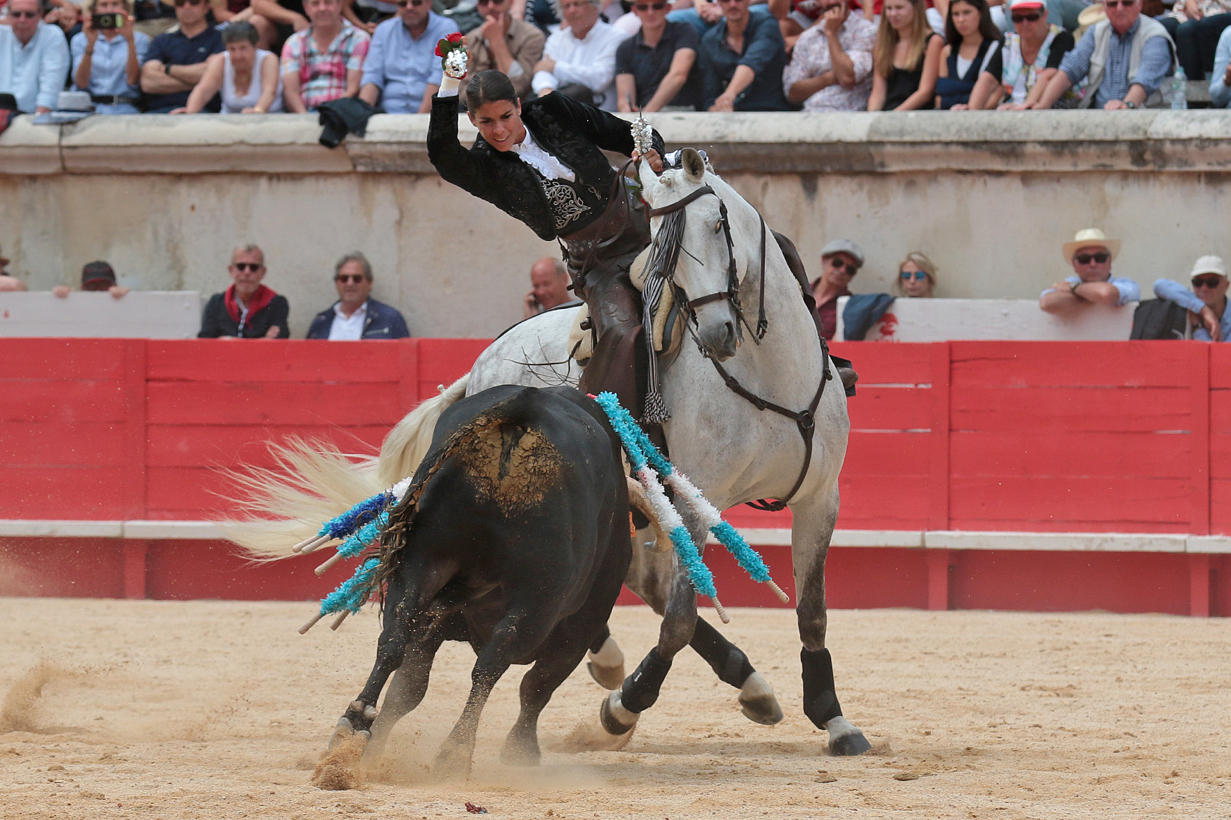 Nimes (Francia), lunes 21 de mayo de 2018. Festejo de rejones matinal