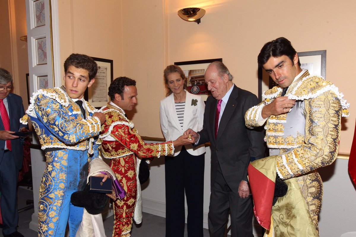 Ferrera, Perera y Ginés Marín, con el Rey Don Juan Carlos. Madrid, corrida de Beneficencia. 6 de junio de 2018