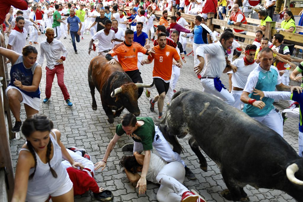 Pamplona, 9 de julio de 2018. Encierro toros Cebada Gago