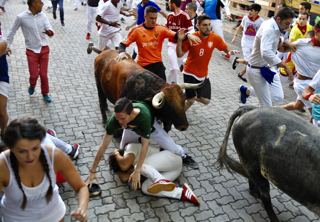Pamplona, 9 de julio de 2018. Encierro toros Cebada Gago