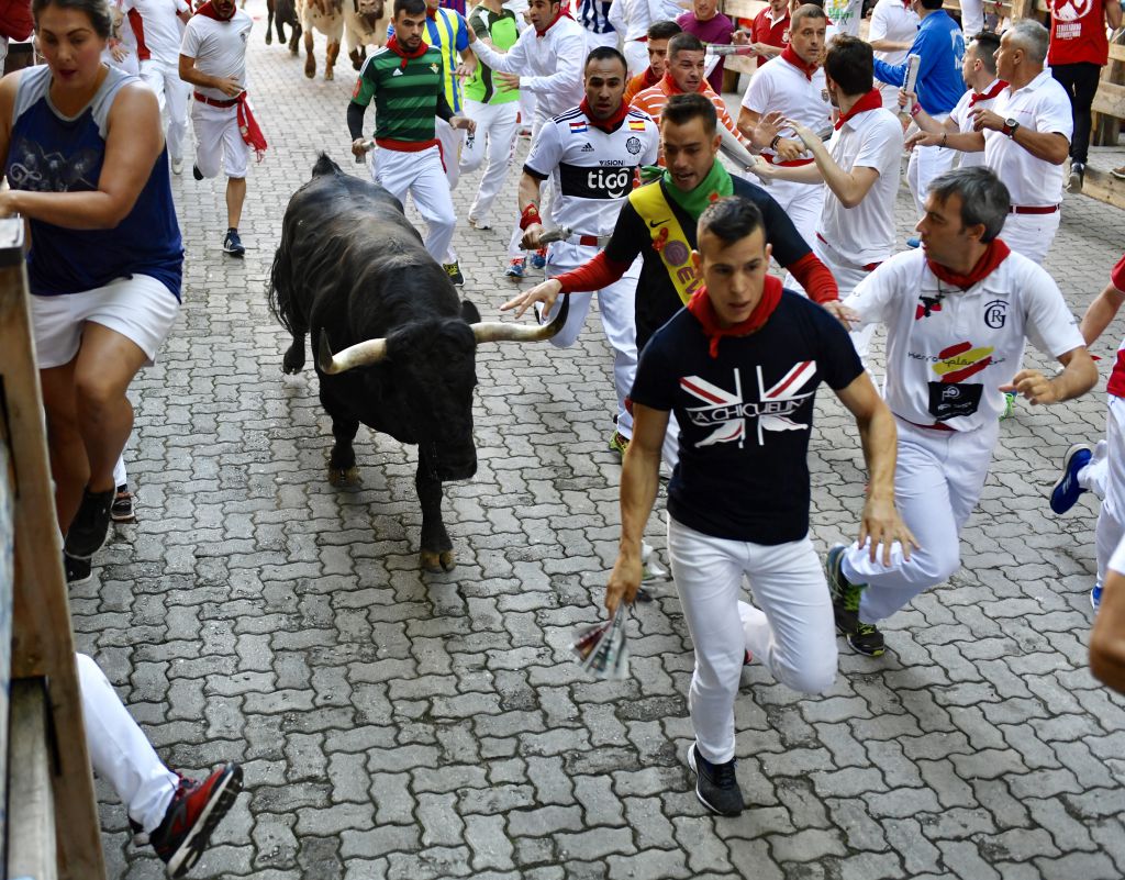 Pamplona, 9 de julio de 2018. Encierro toros Cebada Gago