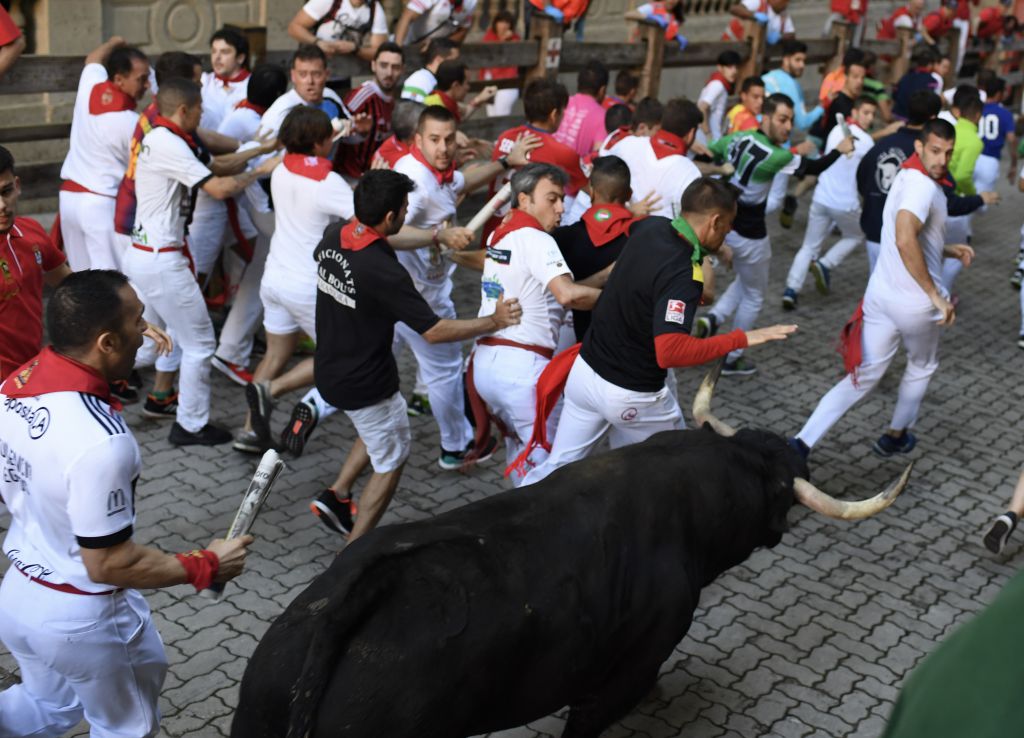 Pamplona, 9 de julio de 2018. Encierro toros Cebada Gago
