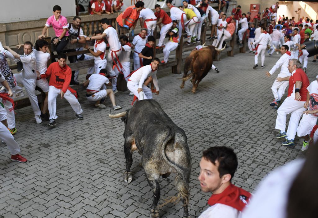 Pamplona, 9 de julio de 2018. Encierro toros Cebada Gago