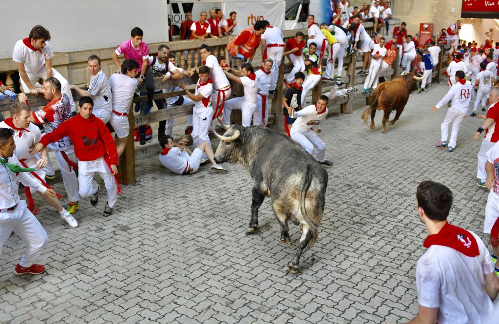 Pamplona, 9 de julio de 2018. Encierro toros Cebada Gago