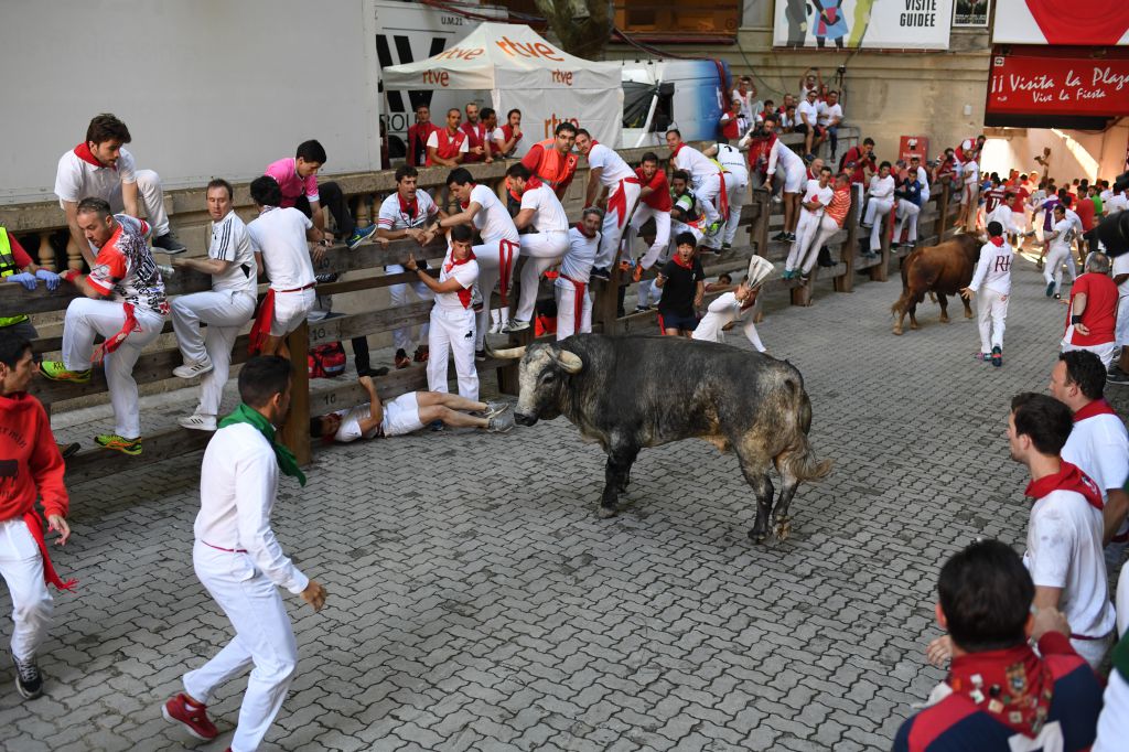 Pamplona, 9 de julio de 2018. Encierro toros Cebada Gago