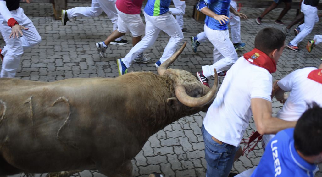 Pamplona, 11 de julio de 2018. Encierro toros de Núñez del Cuvillo