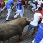 Pamplona, 11 de julio de 2018. Encierro toros de Núñez del Cuvillo