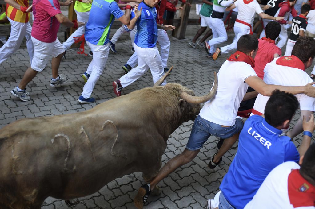 Pamplona, 11 de julio de 2018. Encierro toros de Núñez del Cuvillo