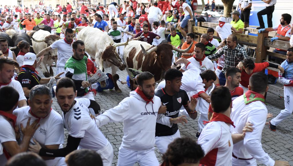 Pamplona, 11 de julio de 2018. Encierro toros de Núñez del Cuvillo