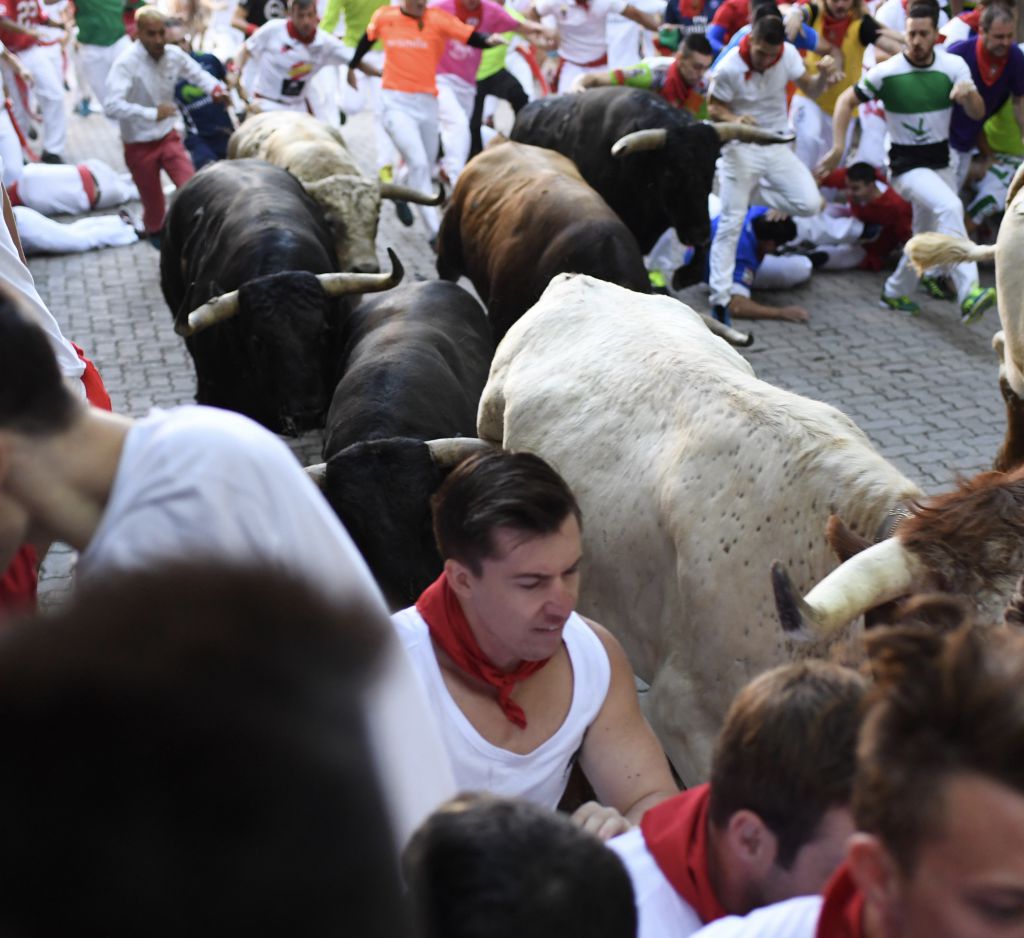 Pamplona, 11 de julio de 2018. Encierro toros de Núñez del Cuvillo