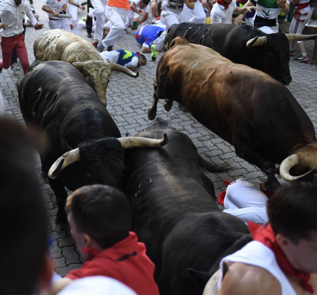 Pamplona, 11 de julio de 2018. Encierro toros de Núñez del Cuvillo