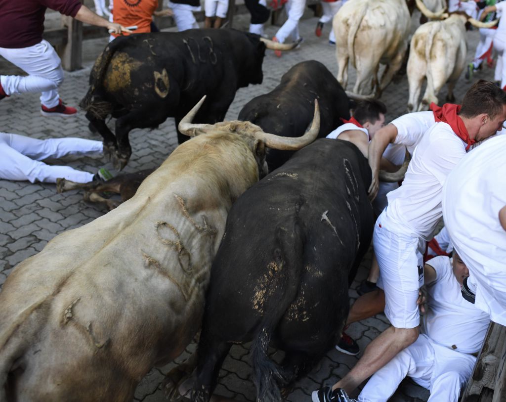 Pamplona, 11 de julio de 2018. Encierro toros de Núñez del Cuvillo