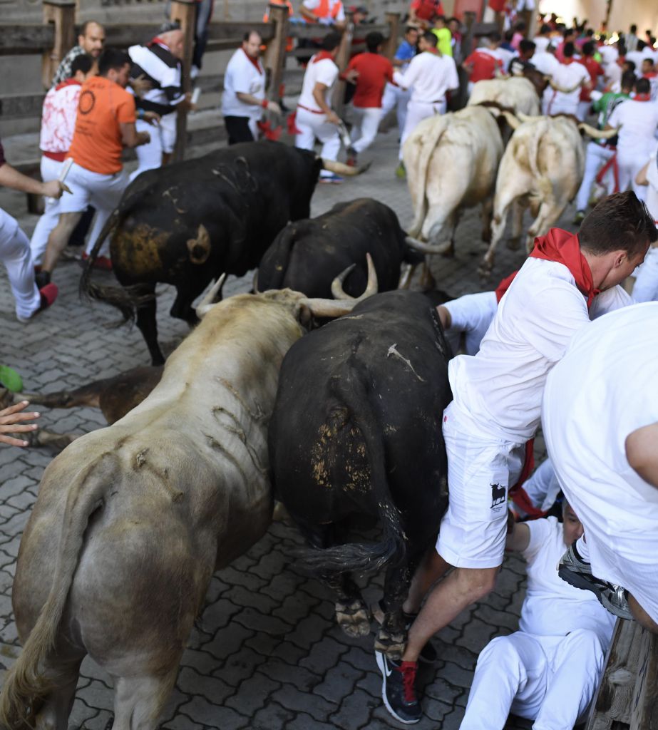 Pamplona, 11 de julio de 2018. Encierro toros de Núñez del Cuvillo