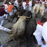 Pamplona, 11 de julio de 2018. Encierro toros de Núñez del Cuvillo