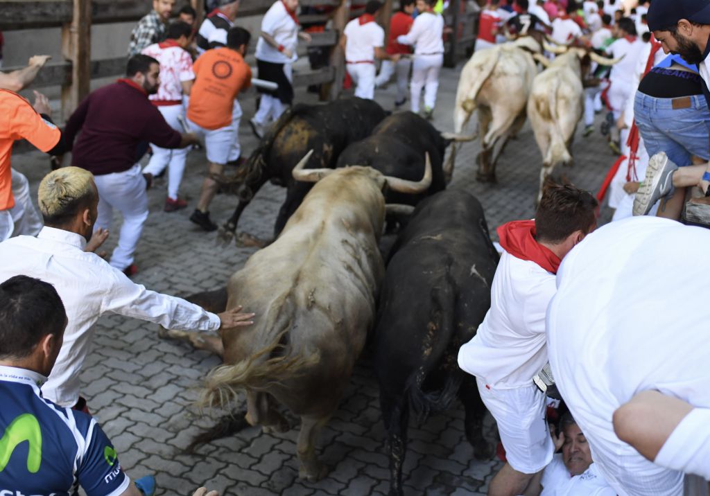 Pamplona, 11 de julio de 2018. Encierro toros de Núñez del Cuvillo
