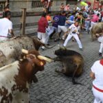 Pamplona, 11 de julio de 2018. Encierro toros de Núñez del Cuvillo