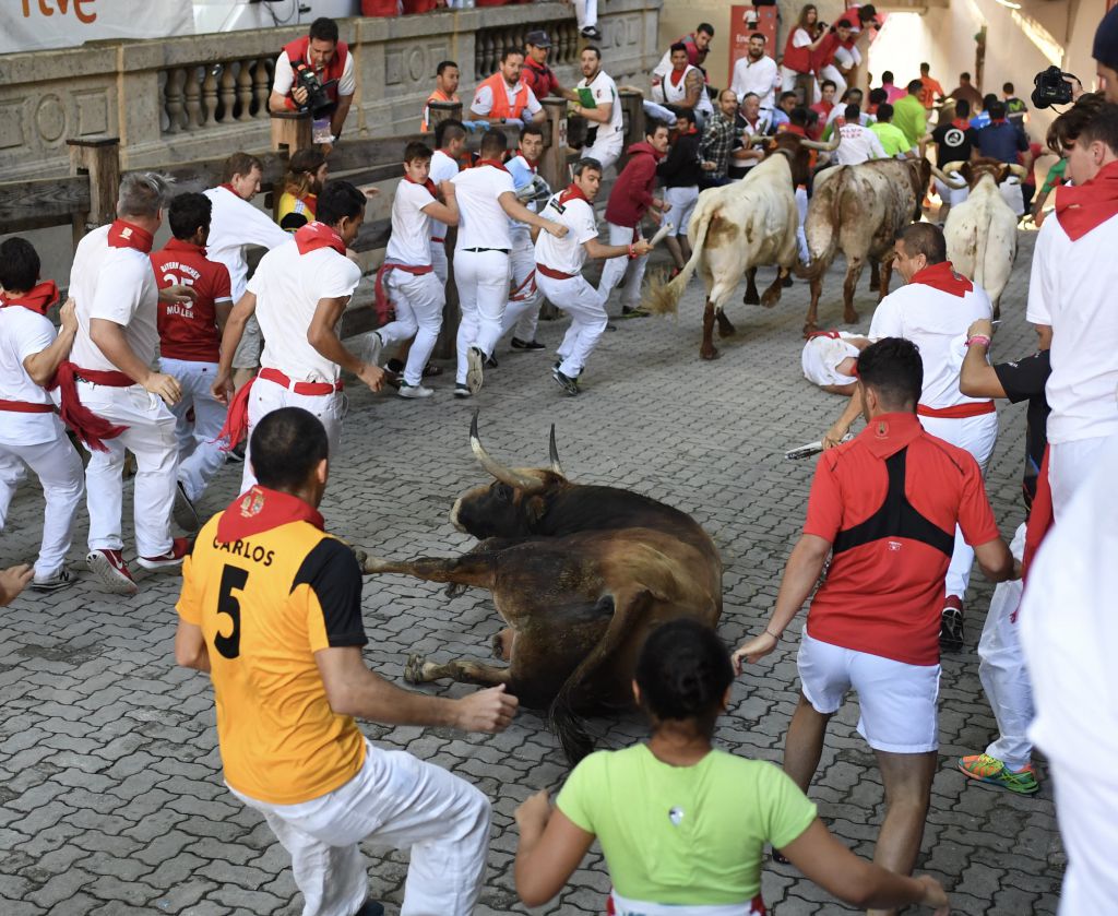 Pamplona, 11 de julio de 2018. Encierro toros de Núñez del Cuvillo