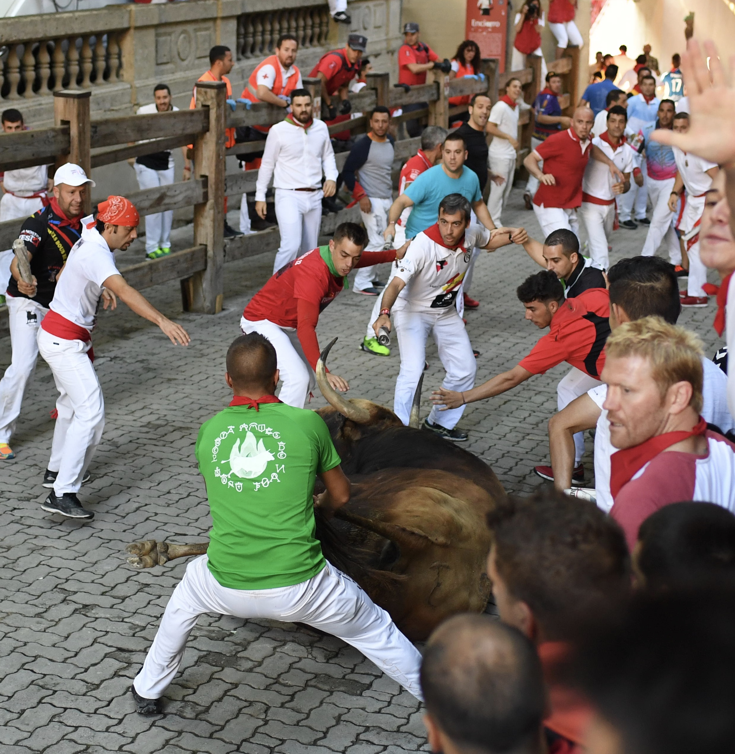 Pamplona, 11 de julio de 2018. Encierro toros de Núñez del Cuvillo