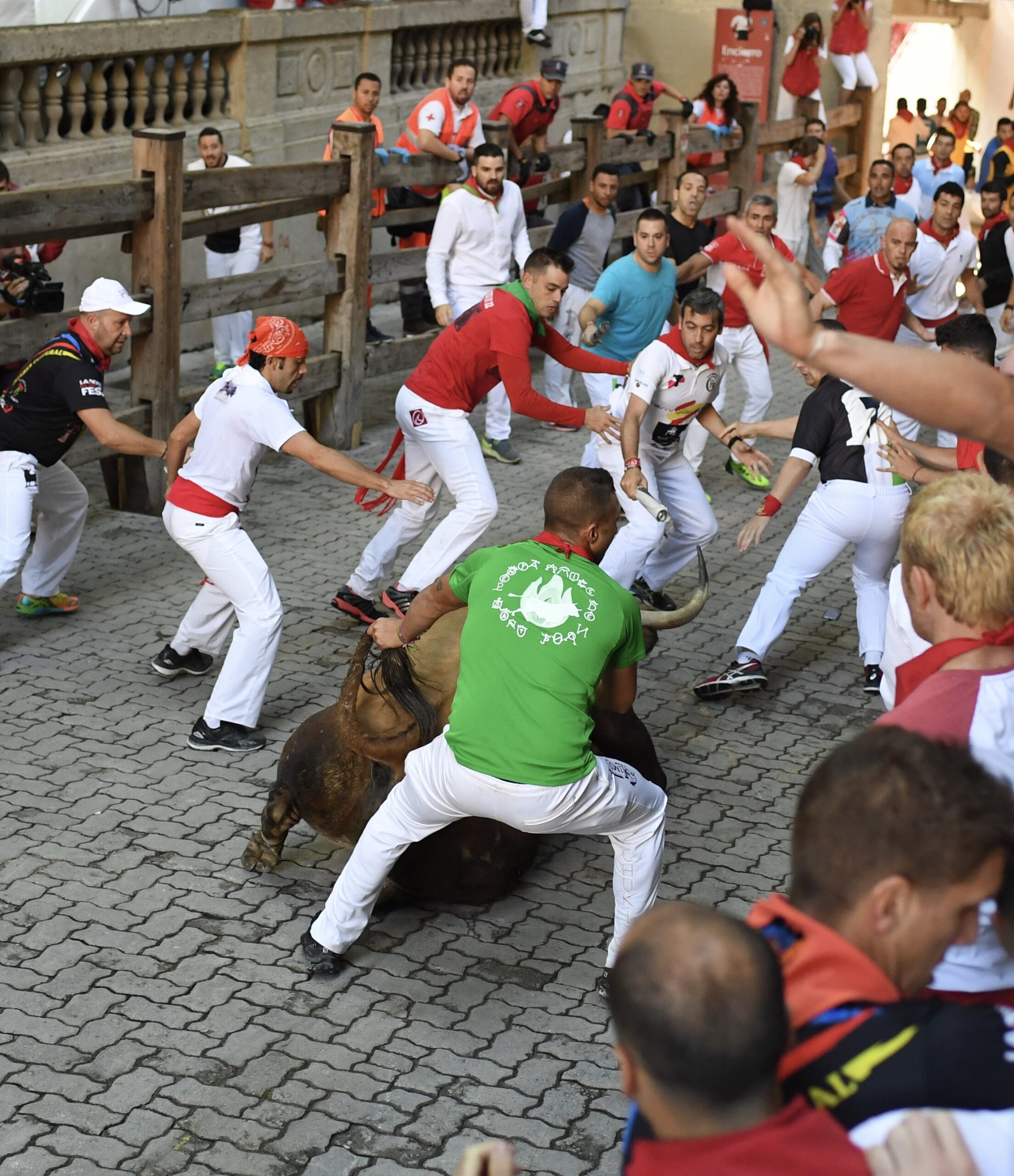 Pamplona, 11 de julio de 2018. Encierro toros de Núñez del Cuvillo