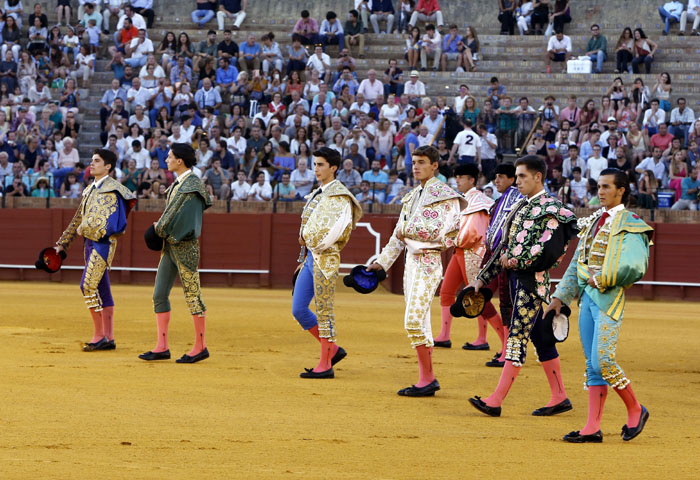 Jueves 19 de julio de 2018. Novillada nocturna. Miguel Andrades, Antonio Muñoz, Corruco de Algeciras, Darío Cañas, Borja Collado, Manuel Perera