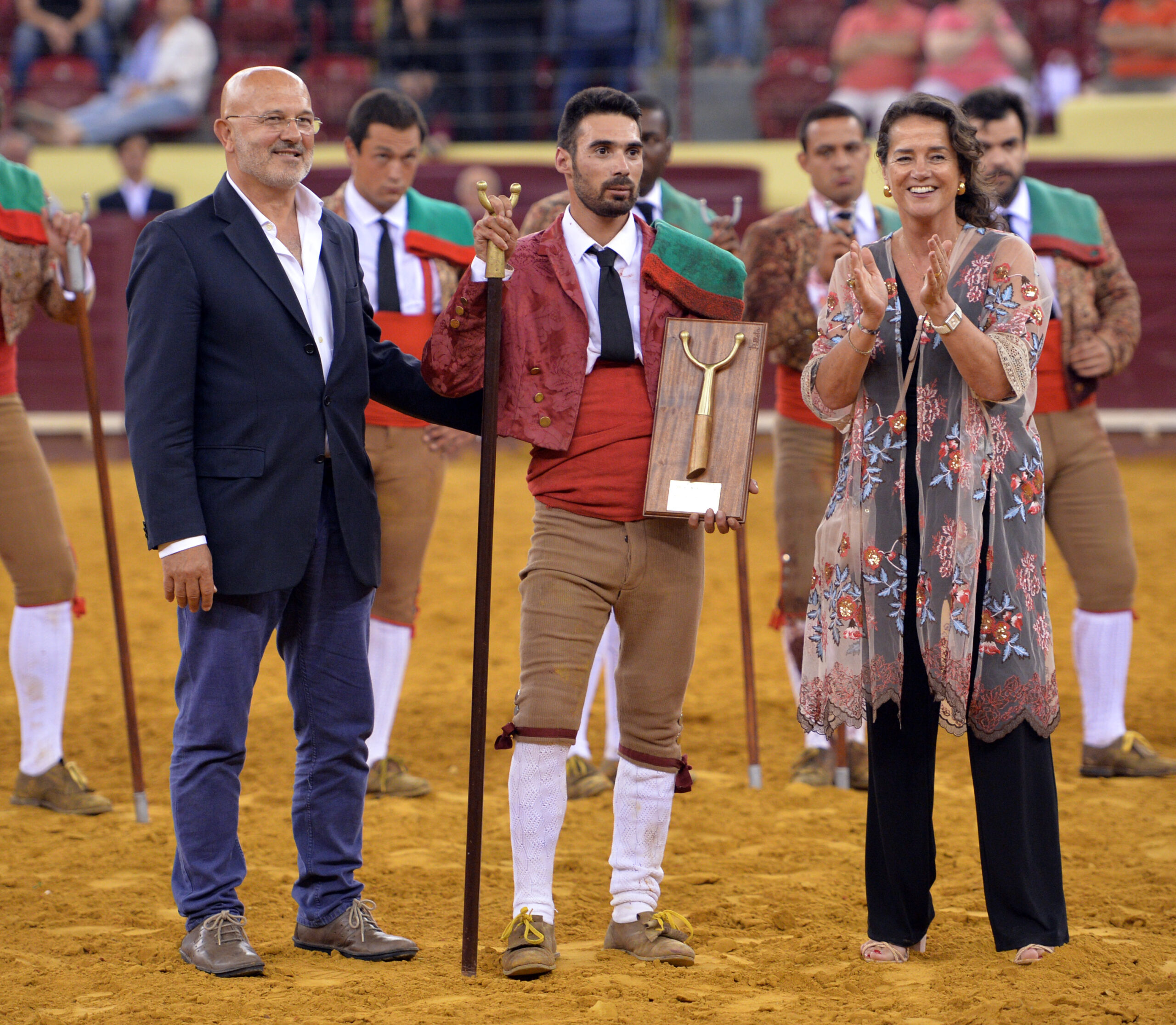 Luis Rouxinol, Filipe Gonçalves y Francisco Palha con toros de Pinto Barreiros