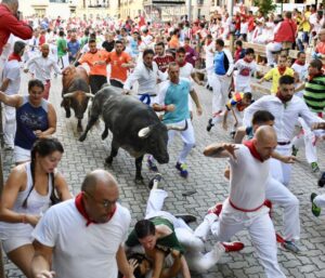 Pamplona, 9 de julio de 2018. Encierro toros Cebada Gago