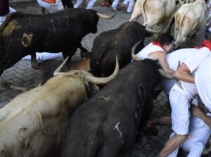 Pamplona, 11 de julio de 2018. Encierro toros de Núñez del Cuvillo