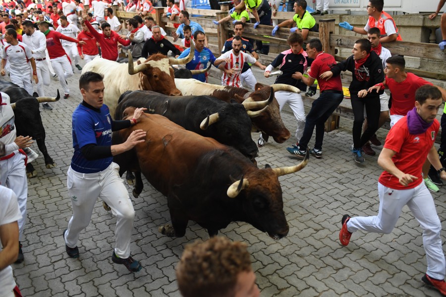 Pamplona, sábado 13 de julio de 2019. Encierro con toros de La Palmosilla
