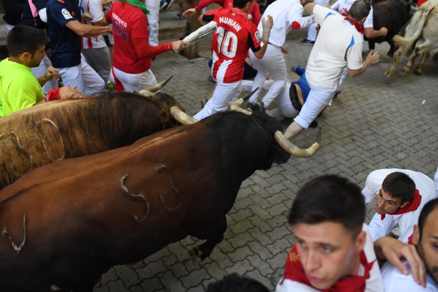 Pamplona, sábado 13 de julio de 2019. Encierro con toros de La Palmosilla