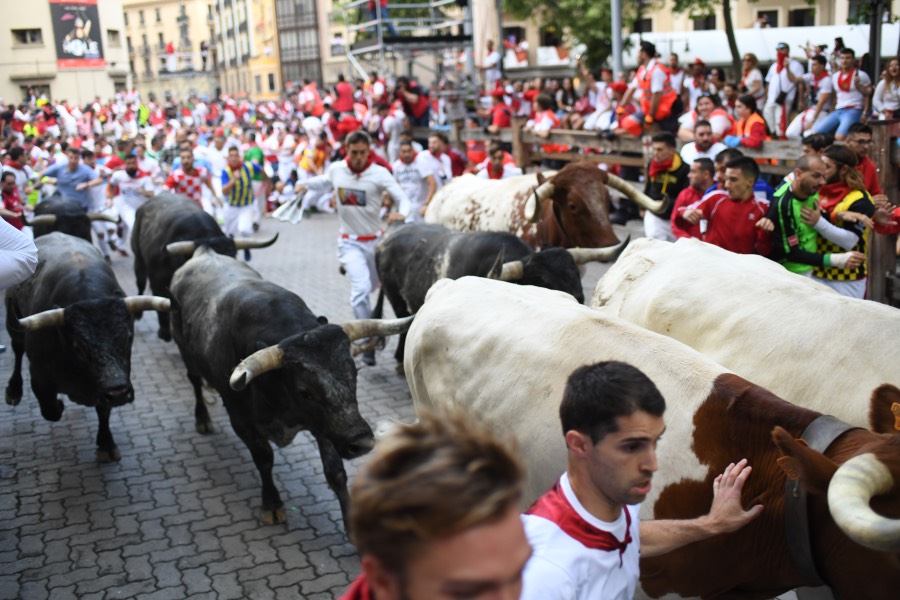 Pamplona, domingo 14 de julio de 2019. Encierro con toros de Miura