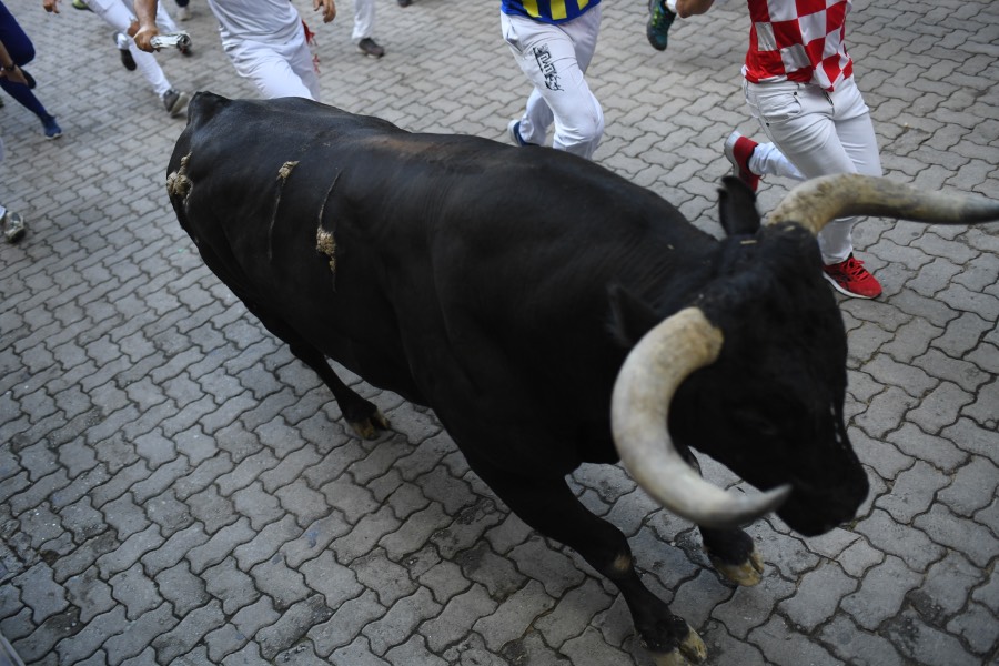 Pamplona, domingo 14 de julio de 2019. Encierro con toros de Miura