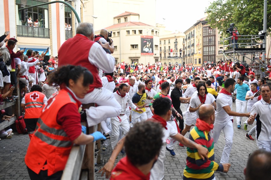 Pamplona, domingo 14 de julio de 2019. Encierro con toros de Miura