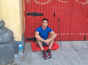 Pedro Marín, en huelga de hambre en la plaza de toros de Albacete.